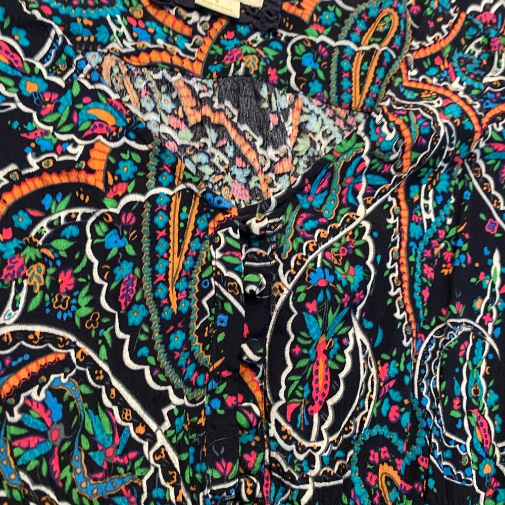 Anthropologie Navy Multicolor Paisley Long-Sleeve Dress - Picture 5 of 5